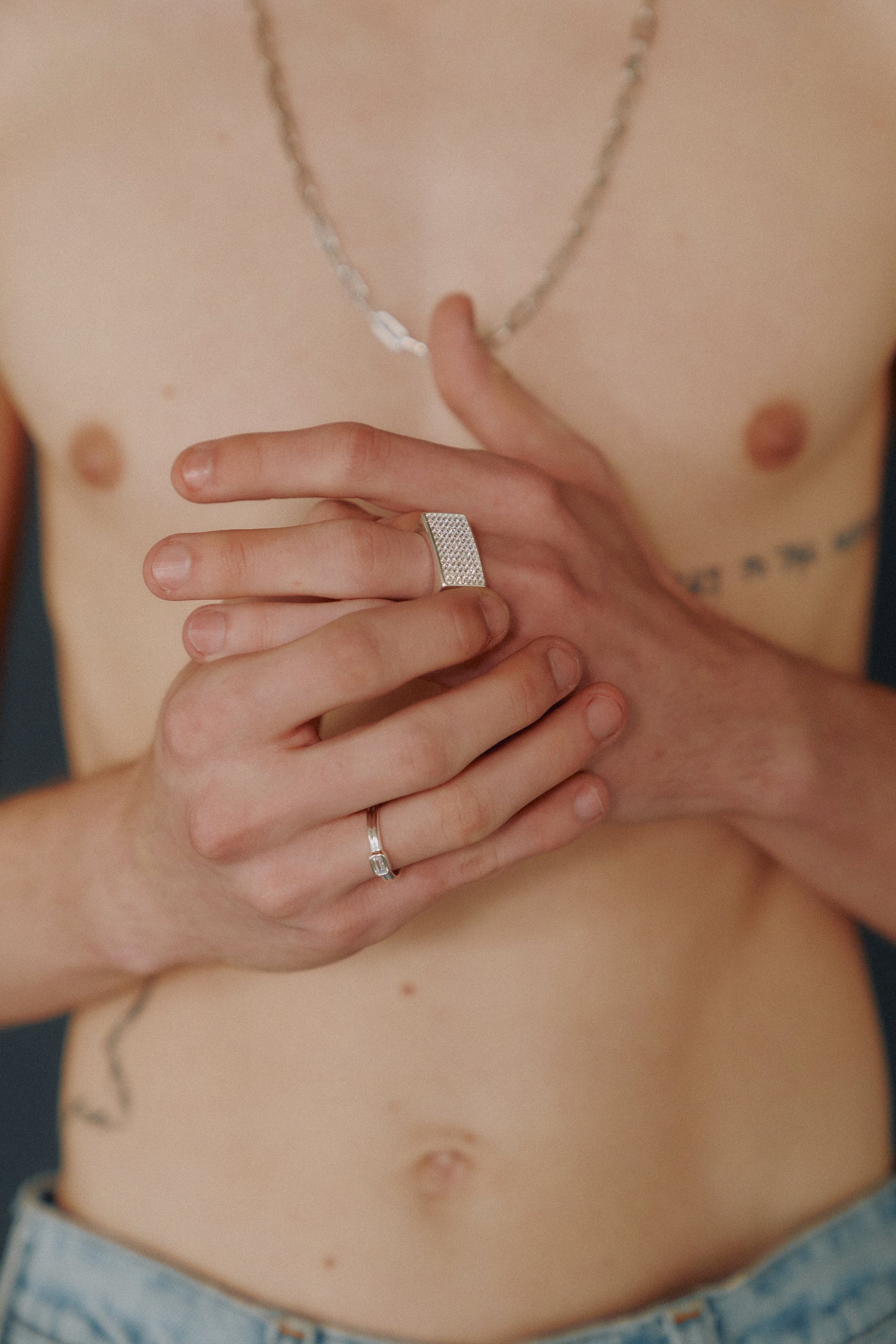 Cube square signet ring